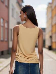 Women's Sleeveless Sparkle Shimmer Camisole Vest Glitter Sequin Metallic Tank Tops Summer Rave Club Party Vest - Vàng - Xem 5