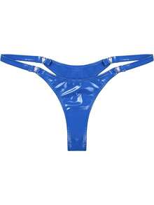 Womens  Metallic Micro Thongs Underwear Latex Panties Low Rise G-String Briefs Clubwear Womens Sexy Low Rise Micro Back G-String Thongs T-Back Tiny Panties Underwear Women's Metallic Shiny Low Rise G-String Thong Micro Panties Sexy Lingerie Underwear Clip Y Back Thong, Wet Look Thong G-String Thongs For Women Micro Thong Sexy Low Rise Leopard Print T-Back Thong Underwear Plus Size Women's Bikini - 藍色 - 查看 4