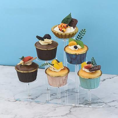 1 pièce Présentoir en acrylique transparent à étages, support de présentation carré pour figurines, boîtes surprises, gâteaux et desserts