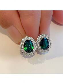 1 Pair Vintage Luxe Style Earrings Embellished With Zirconia Jewelry Party Wedding Ear Accessories For Women(No Box)