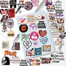 50 pegatinas de libros de terror para maletas, portátiles, álbumes de recortes, diarios, botellas de agua, cascos de guitarra, calcomanías DIY - Multicolor - Ver 9