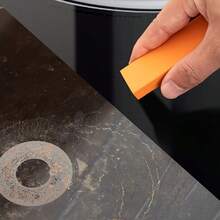 1pc Rubber Cleaning Eraser, Limescale Eraser, Bathroom Kitchen Cleaning Tool, Orange Rectangle Pot Cleaning Rubber For Household