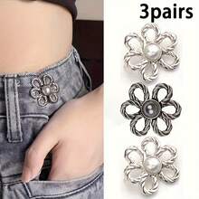 2/3/4/5/6/10 对裤腰收紧器，可调节腰带扣套装，用于牛仔裤的额外纽扣，用于裤子、牛仔裤、袖子的纽扣调节器（银色）可调节金属纽扣别针，用于牛仔裤和服装，时尚女孩的配饰