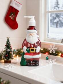 1 Bình đựng xà phòng thiết kế hình ông già Noel 350ml, Chai nhựa Pet có thể bơm lại, Thích hợp để rửa tay, gội đầu và sữa tắm - Nắp vặn, Không mùi thơm - Trang trí phòng tắm, Lưu trữ chất lỏng theo chủ đề Giáng sinh, Bình đựng xà phòng lý tưởng cho phòng tắm, Trang trí nhà cửa và phòng tắm, Quà tặng Giáng sinh - Nhiều màu - Xem 5