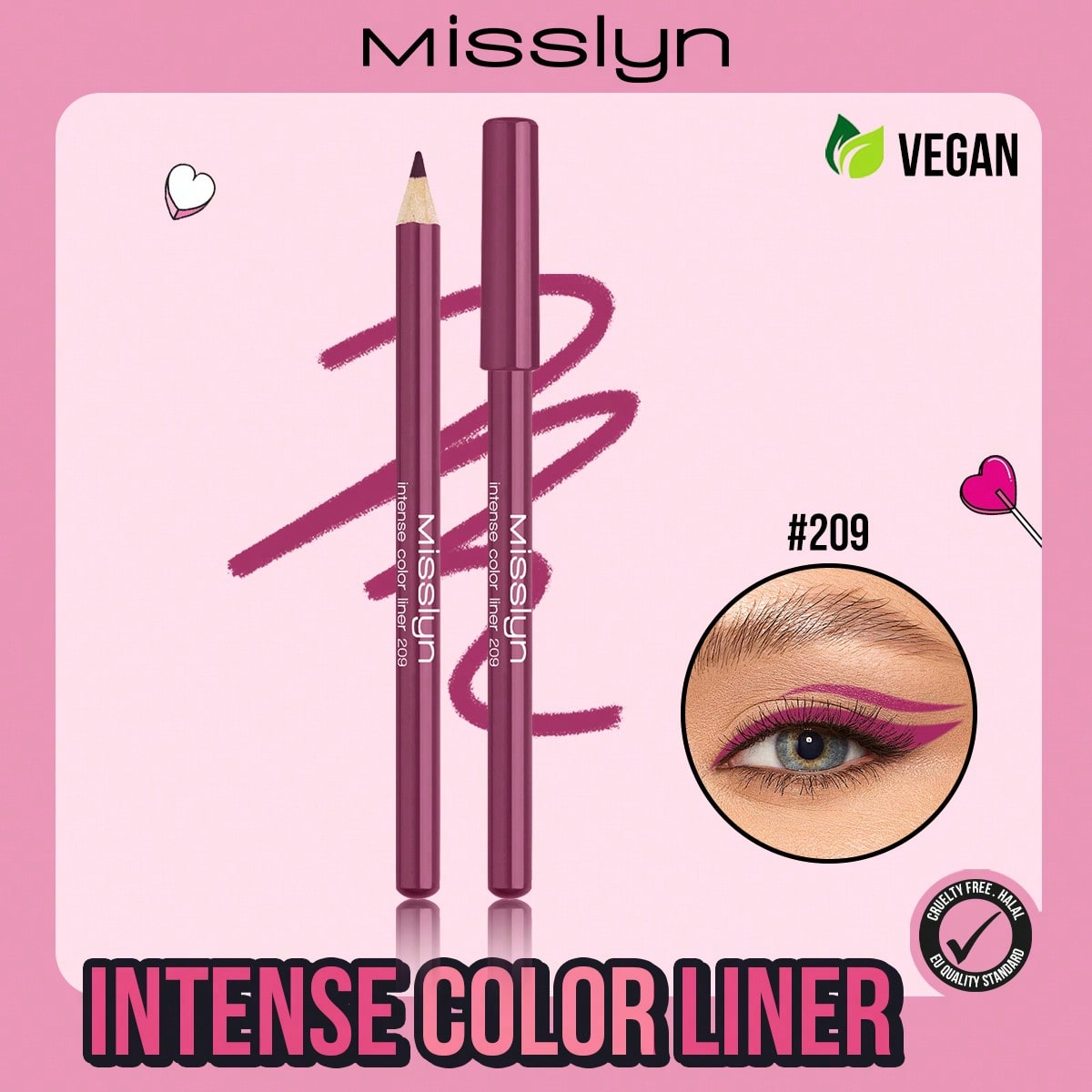 Shein 209 Ultra Pink Misslyn 1Pc Richly Pigmented Eyeliner Pencil, Creamy Texture Sharpenable Ultra-Vivid, Easy To Blend Smooth Long-Lasting, Smudge-Proof Vegan Cruelty-Free, Summer Winter Y2k Fashion Style, Eye Makeup, Birthday Valentine's Day Gift, New Year Party