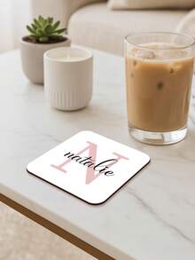 Personalised Name Drinks Wooden Coasters With Heart, Drinks Coaster Any Name, Coaster For Girls, Name And Initial,Custom Design Square And Round 2 Styles, Christmas Gift For Daddy From Son Or Daughter,2025 Christmas Table Decorations , Custom Family Keepsake Square Wooden Coaster - Multicolor - View 6