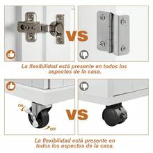 Multifunctional Movable Kitchen Island Cart, Large - Capacity Storage Sideboard In Black And White - White - View 3