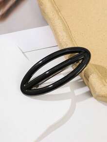 1/3pcsGentle Daily Low Ponytail Oval Hollow Glossy Acetate Hai R Claw Clip Winter Hair Accessories Hair Clip Winter Hair Claw - Multicolor - View 4