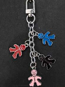 1pc Cute Figurine Keychain In Pink, Black, Blue, Red - Fashionable Personalized Bag Pendant - Multicolor - View 2