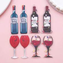 Christmas Wine Charms, 4/8 Pcs Euro-American Style Wine Bottle Glass Acrylic Pendants For DIY Earrings & Necklaces.