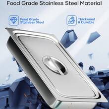 1-2-4 件装全尺寸蒸锅，4 英寸深，13 升容量 - 适用于烤箱、酒店的不锈钢食品容器 - 防卡设计 - 銀色 - 查看 13