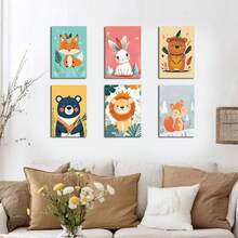 6 件套无框 DIY 成人数字油画入门套装 插画卡通动物数字油画 手工艺品 DIY 制作套装 适用于家居墙面装饰 20x30 厘米/7.87x11.81 英寸 - 彩色 - 查看 8