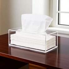 Estuche de Papel Creativo Transparente, Soporte de Cajón de Papel Acrílico Grueso, Caja de Pañuelos Removible, Contenedor de Almacenamiento para Restaurante y Hotel - Blanco - Ver 3