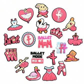 20Pcs Ballet Series DIY Charms For Shoe Key Chain Sandals Beach Bags, PVC Shoe Decorations Accessories Charms Great Gifts For Christmas, Birthday, Party