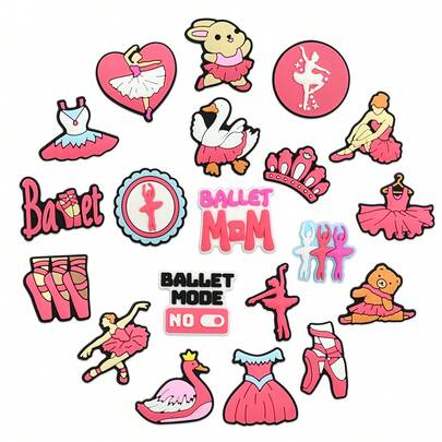 20 piezas Serie de Ballet DIY Encantos para llavero de zapatos, sandalias, bolsas de playa, decoraciones de PVC para zapatos, accesorios de encantos, grandes regalos para Navidad, cumpleaños, fiesta