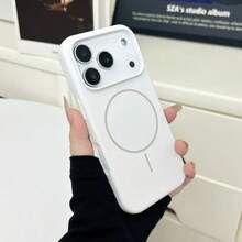 Luxury Glossy Fluorescent Liquid Silicone Phone Case, Compatible With IPhone 17 Air, 16, 15, 14, 13, 12, 17 Pro Max Plus, With Magnetic Soft Cover - Classic White - View 5