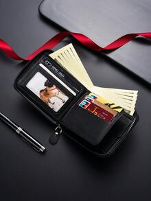 Nuovo portafoglio corto vintage da uomo, porta carte di credito, portafoglio con cerniera