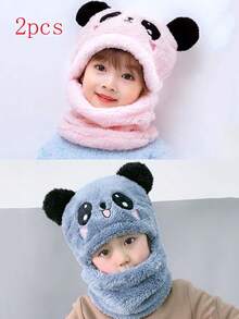 3/1 件帽子手套套装，防风防寒加厚保暖熊猫形毛绒帽子和针织手套。 - 彩色 - 查看 28