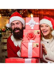 1卷 500张/卷圣诞礼物标签贴纸 5.08厘米 X 3.81厘米，可写自粘多用途节日装饰标签，用于节日礼品包装，日常通用自粘标签，多种风格，圣诞装饰，圣诞节，圣诞工艺品 - 彩色 - 查看 4