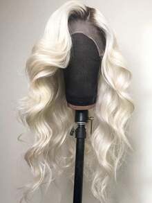 Ombre Blonde With Dark Roots 250 Density Glueless Wigs Human Hair Pre Plucked With Baby Hair 13x4 HD Transparent Body Wave Lace Front Wigs Human Hair Put On And Go Brazilian White Colored Water Wave Lace Frontal  Wigs For Women Natural Looking - 根染&漸變色 - 查看 2
