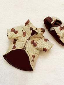 Pet Clothes Set, Warm Winter Outfit With Hat, Cute Cartoon Print With Leash Buckle, Suitable For Small Dogs And Cats - Multicolor - View 7