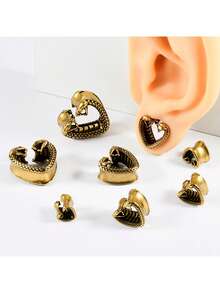 1PC Copper Heart Swirl Ear Gauges Snake Ear Tunnel Plugs Apiral Expanders Shell Earrings Plugs Piercing Body Jewelry