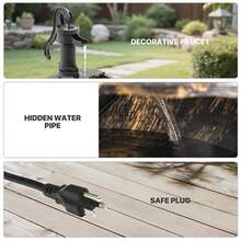 Outdoor Water Fountains, 27" Tall 2-Tier Barrel And Pump Waterfall Fountain And Pump For Outdoor Patio Garden Backyard Decking, 11 L Water - 銅色 - 查看 7