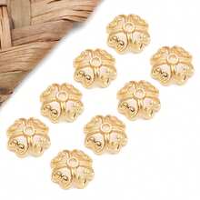 10/50 件真 18K 镀金花丝金色花形珠子端盖 漂亮花丝金色珠子端盖 适用于工艺品 DIY 珠宝制作用品 - 金色 - 查看 20