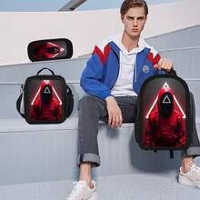 3pcs Red  Figure Perfect Gift Laptop & Tablet Storage Bag Travel Backpack Large Capacity - Schwarz - Übersicht 6