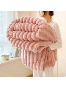 1pc Super Soft Plush Throw Blanket, Shaggy Faux Fur Decorative Blanket For Bedroom, Cozy Flannel Fleece Blanket For Valentine's Day, Christmas, Halloween, Casual Nap, Office Siesta, Home Decor