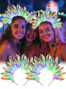 1pc Women's LED Luminous Flower Crown Headpiece - Festival PVC Headband, Suitable For Graduation, Mother's Day, Wedding, Bachelorette Party, Birthday, Cosplay, And Music Festivals, Headpiece Accessory - Multicolor - View 1