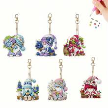 6 piezas Llaveros de arte de diamantes DIY, 4 estilos diferentes para elegir, patrón de muñeco de nieve de invierno, asimétrico de doble cara con rhinestones, efecto exquisito, colgante de mochila, decoración colgante de coche, juego de manualidades de mosaico, decoración de regalo de Navidad y cumpleaños