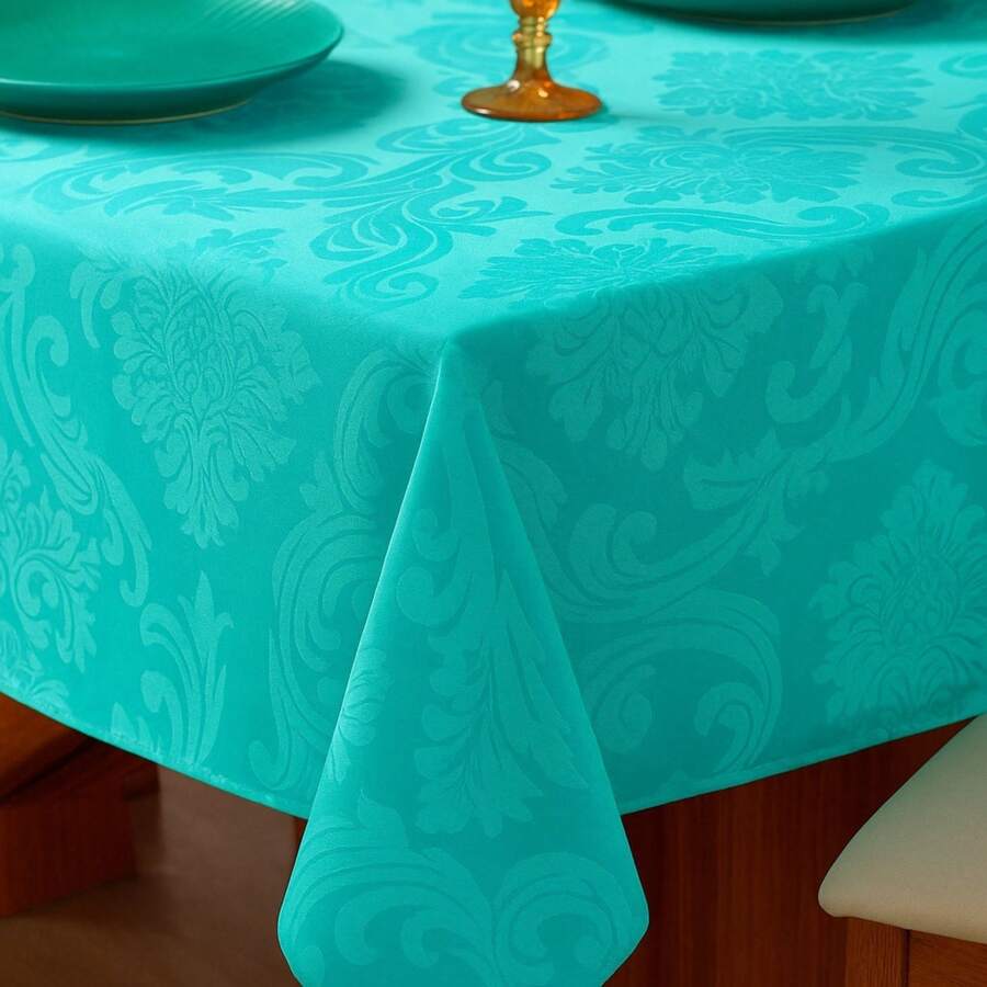 Durable And Elegant Rectangular Jacquard Fabric Tablecloth 4/6/8 Seats Luxury Promotion - Green - Xem 1
