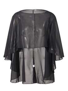Women Sheer Poncho Tops .Y Y2k Sheer Off Shawls Shrug Summer Beach Wedding Scarf Shawls .Y Cover Up Cape Shirt Beachwear - 黑色 - 查看 8