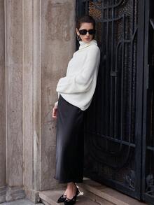 Se-Hore Fashion Women's Elastic Satin Finish Maxi Skirt, Suitable For All Seasons