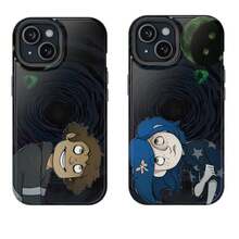Couple Matching Phone Case – Whimsical Cartoon Boy & Blue-Haired Girl Design, Dark Tunnel Aesthetic |     Fits  7–16 Series - Màu hỗn hợp 1 - Xem 3