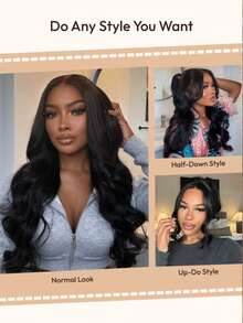 告别结头假发，7x5英寸波浪卷发，透明蕾丝闭合假发，预漂白，预拔毛，预剪蕾丝前假发，真发，无需胶水，即戴即用，100%真人发假发，女士假发，Unice Hair - SNatural - 查看 7