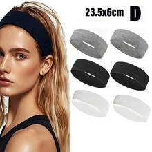 6pcs Women's Multi-Color Solid Color Sports Sweat-Absorption Headband, Running Fitness Hair Band For Protecting Forehead Casual Yoga Headband Pack Set For Women Men In Black White Grey Brown Sport Headband Pack For Women Men Athletic Hairband In Black White Grey Brown Navy Blue