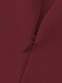 优雅简约时尚休闲复古褶皱长袖纯色冬季连衣裙，女士款，拉链闭合，适合晚宴、假日、上学、办公、度假、秋冬春季穿着。 - 酒紅色 - 查看 10