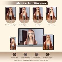 Halloween Christmas 13*4 Lace Front Wigs Straight Wigs With High Quality Synthetic Hair 28inch Highlight Red Wigs And Good Texture - 挑染紅色 - 查看 9