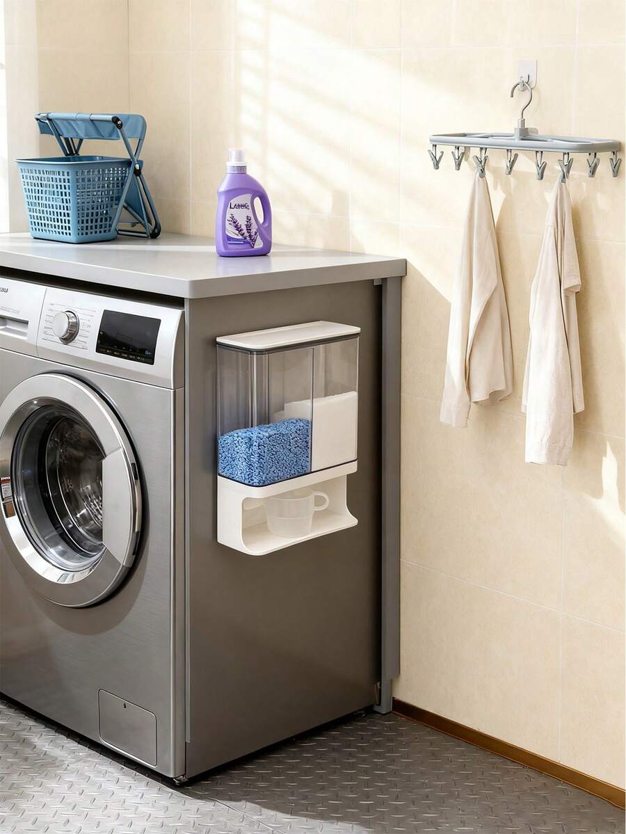 1个壁挂式洗衣液分配器 - 多功能收纳，可放置洗衣香氛增香剂，带杯子 - 彩色 - 查看 1