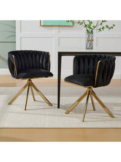 Fluwelen Seats Heavy Metal Frame, 180 Degree Swivel Function, Back, Zachte Luxurious Flexible Between Living Room, Budol Creative Workspace (Set Of 2) view 4