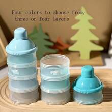 1 szt. przenośny wielowarstwowy dozownik mleka w proszku dla niemowląt, przezroczysty, odłączany, 3/4 warstwy, różowy