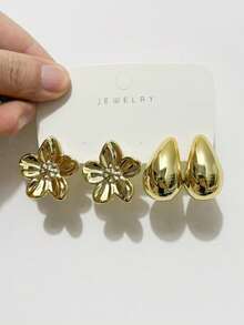 4/6/16 buc cercei stud minimalisti de înaltă calitate, placați cu UV CCB din rășină, set de cercei rotunzi în formă de C, cercei placați pentru femei noi, bijuterii hip-hop, cercei geometrici, purtare zilnică, cadou pentru prietenă/familie/prieteni - Aur - Vizualizare 10