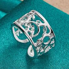 Anillo redondo hueco plateado en plata de ley 925 para mujeres, joyería de moda para boda, compromiso y fiesta - Plateado - Ver 5