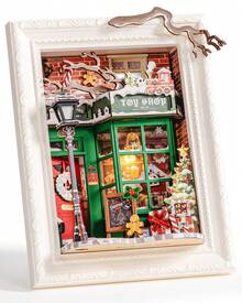 Robotime DIY Modular Miniature House Kit – Snow Party (DP005) & Santa's Toy Shop (DP006) 3D Puzzle Set With Touch-Sensitive LED Lights, A Homemade Christmas Decoration Gift - Santa's Toy Shop (DP006) - View 2