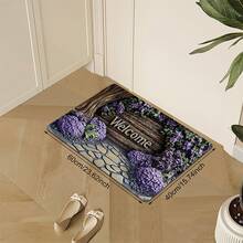1pc Welcome Floral Monogram Entrance – Soft Polyester Non-Slip Rug With Purple Flowers & Stone Design, & Washable Indoor/Outdoor Use In Entryway, Kitchen, Bathroom, Or Office, Indoor Entryway |   Decorative Doormat |   Washable, Door Indoo - Nhiều màu - Xem 12