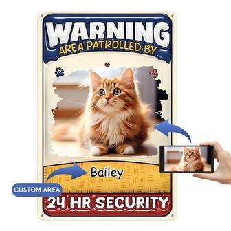 8X12 Inches (20*30CM) Personalized Metal Signs For Cats And Dogs, Cat Warning Signs, Pet Photos, Outdoor Fence Signboards, Custom Signs, Safety Warning Signs For Dogs And Cats, Easy To Install On Doors, Walls, And Garden Decorations