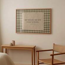 1 件带框/无框新款 Mercies 绿色格子圣经经文帆布海报基督教名言复古墙壁艺术印刷简约美学装饰画适用于公寓、客厅、卧室、现代家居装饰 - 彩色 - 查看 4