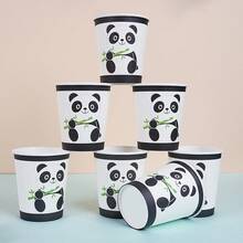 Copos de papel descartáveis para festas, copos de papel com estampa de panda e animais de desenho animado de 25 g, 10/25/30 ml. Adequados para diversos fins, artigos para piquenique, festas de aniversário, camping, decoração e eventos comemorativos. Presentes para festas, chás de panela, decoração de restaurantes, utensílios de cozinha, festas, pandas.
